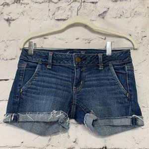American Eagle Cut-off Raw Hem Booty Jean Shorts 2